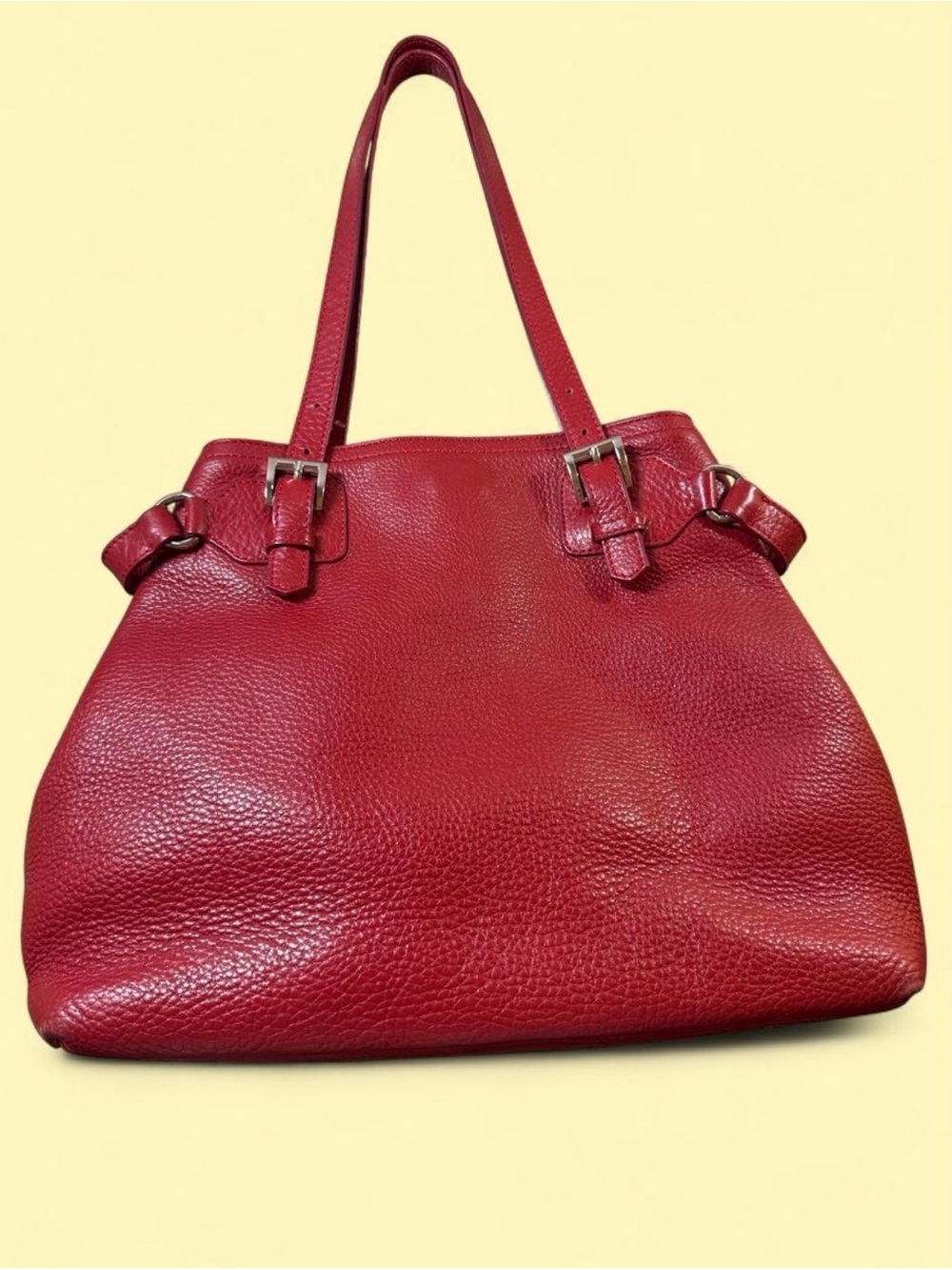 Prada Red Pebbled Leather Shoulder Tote